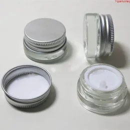 5g clear glass cream jar with silver aluminum lid, 5 gram cosmetic jar,packing for sample/eye cream,5g mini bottleshipping Paacv