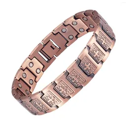 Link Bracelets Wollet Men's Creative Cross Retro Health Care Red Copper Bracelet 22 Centimeters