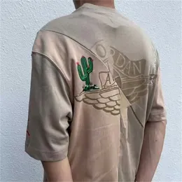 Unisex tee litery kaktusy kaktury mężczyzn letnie topy koszulki o szyi swobodne tshirty haft wysokiej jakości koszykówka freestyle panele r0xn