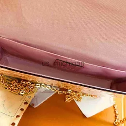 Kvällspåsar Felicie Pochette Designer Purse Glossy Mono präglade Vernis Patent Calf Leather Shoulder Bag Chain Adaptible Envelope Pouch With Box J230615