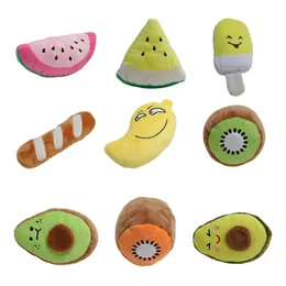 Dog Toys Plush Fruit Shaped Squeaky Cleaning Teething t Chew Toy Interactive Pet Molar Pet Toy For Dogs För att lindra stress