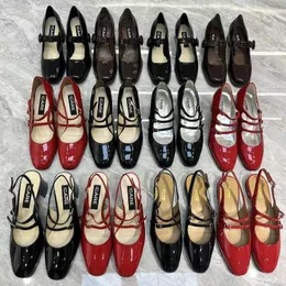 Sapatos Designer Sapatos de sandália de cabeça quadrada Carel Mary Jane Sheep Leather Women Kina Scarpe Casual Alice Zapatos Tamanho 35-40