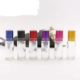 4ml Cam Uçucu Yağ Millete Şişeleri Cam Silindir Topları Aromaterapi Parfümleri Dudak Balsamları Şişelerde Rulo RMCVT
