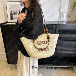 Designer beach bag 2024 women's tote luxury brand desigenr handbag Fiber woven leather shopping bag Vegetable basket beach resort tote BagID qwertyui879