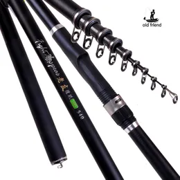 Båtfiskestavar gamla vän Portable Rockfishing Rod54m 63m 72m Karp Rod Telescopic Sea Rod Carbon Fiber Surf Fearer Spinning 230614