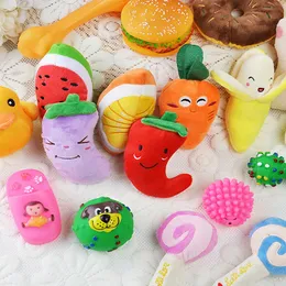 Vegetables 6 Chew Play Toys Pet Squeaky Puppy Chew Squeaker Quack Sound Doll Toy Creative Simulation Donut Pet Supplies Dog Toys
