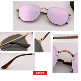 2019 Top Designer Fashion Women Blaze Style Hexagonal Metal Sunglasses Vintage Classic Rivets Design Design Sun Glasses Oculos de S219U