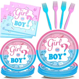 Baby Shower Talerze Płeć Reprezentuj serwetki chłopiec lub dziewczynki papierowe talerze z okazji urodzin