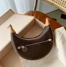 Refah M81098 Döngü Yarım Soon Baget Tasarımcı Kadın Çanta Orijinal Buzağı Deri Kruvasan Zinciri Debriyaj Debriyaj Crossbody Çanta SHOULERBAG Toz çantaları