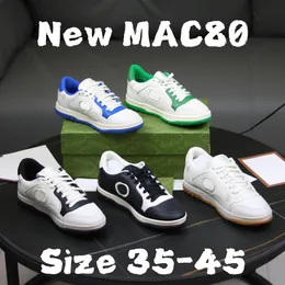 2023 New Mac80 디자이너 캐주얼 신발 평평한 달리기 트레이너 남성 여성 최고 가죽 레이스 업 카우 히드 패션 운동화 크기 35-45 상자