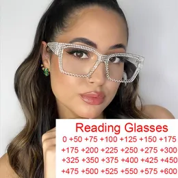 サングラス特大の正方形の読書メガネアンチブルー光線ラインストーン眼鏡フレームコンピュータ中年処方箋アイウェア2