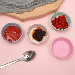 Neue 4 Farben Kreative Essig Sojasauce Gericht Gewürz Schüssel Schüssel Weizen Stroh Runde Form Kleine Teller für Vorspeise Snack gericht Sauce