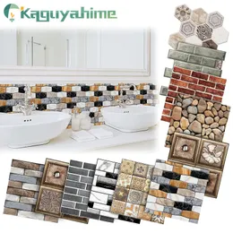Kaguyahime Self Adhesive Mosaic Tiles 3D DIY Wall Stickers Waterproof Wall Tile Stickers Decor Sticker Kitchen Stickers 30X30cm