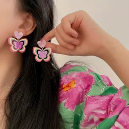 Dangle Chandelier Trendy Butterfly Pattern Earrings for Women Acrylic Patchwork Love Earring Lovely and Sweet Jewerly Ladies Banquet Accessories 230614