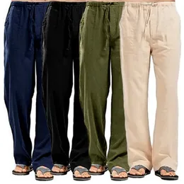 Calça Masculina Primavera e Verão Algodão Linho Plus Size Cordão Solto Estilo Fino Respirável Clássico Calça Corredora Casual 230614