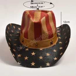 Chapeau Cowboy Homme Avec Drapeau Américain - Style Western, En Nylon, Taille Réglable, Rouge Patriotique