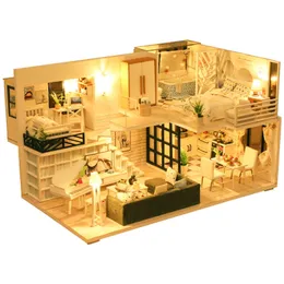 Arquitetura/faça você mesmo casa CUTEBEE DIY Dollhouse Kit Casas de bonecas de madeira Casa de boneca em miniatura Kit de móveis Casa Música Led Brinquedos para crianças Presente de aniversário 230614