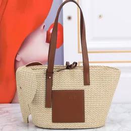 Drafted Straw Tote Bag Crossbody Handbags Weave Shopping Bags Beach Handbags Purse Leather Shoulder Straps 25CM Fashion Letter