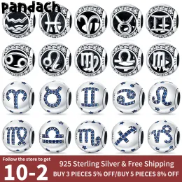 925 Silber für Pandora Charms Schmuck Perlen Anhänger Frauen Armbänder Perlen Originale Zwölf Konstellation Muster Perle