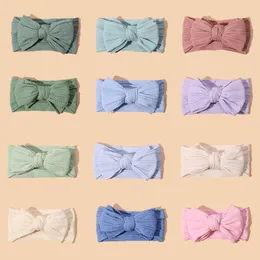Escolher bandanas de cabeça de bebê de malha de nylon para crianças Faixas de cabeça de turbante caneladas para meninas Faixas de cabeça de nylon para meninas, acessórios de cabelo para crianças
