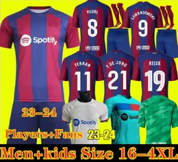 Camisetas de Football Lewandowski Soccer Jersey Memphis Pedri Barcelonas Raphinha Ferran 23 24 ANSU FATI 2023 2024 F. De Jong Dest Kit Рубашка для мужчин детские наборы 3xl 4xl 1111