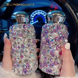 Water Bottles 260ml Mini Bling Insulated Water Bottle Thermos Stainless Steel Crystal Diamond Bottle Coffee Mug Auto Car Vacuum Cup Tumbler 230614