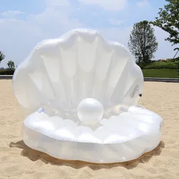 Brinquedo de inflação de ar inflável concha de piscina flutua com bola de pérola cadeira flutuante de piscina para festa de praia de verão para adultos 230614