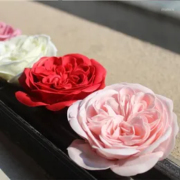 Decorative Flowers 8.5CM/5pcs Artificial Soap Austin Roses Flower Head Simulation Scented Eternal Rose For DIY Wedding Box Decoration