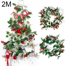 Neue 2M Künstliche Pflanze Gefälschte Rote Beeren Weihnachten Rattan DIY Girlande Kranz Weihnachten Baum Hängende Ornamente Hause Wohnzimmer dekoration