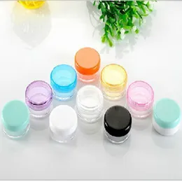 100pcs/lot 3g Multicolour PS Lid Cosmetic Empty Jar Pot Makeup Face Cream Container Bottle Plastic Round Sample Rtmui