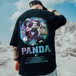 Herr t-shirts roliga panda tryckt män t-shirt sommar bekväm lös t skjortor y2k streetwear överdimensionerade tee skjortor hip hop mode t-shirts 230615