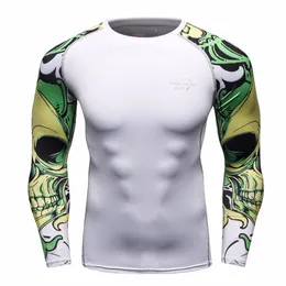 Men's T-Shirts Men MMA Compression Shirts Rashguard Fitness Long Sleeves Base Layer Skin Tight Weight Lifting Men Gym Running Clothing T Shirts 230615