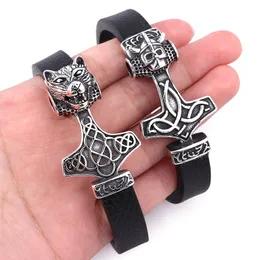 Klassisches Design Vintage Lederarmband Wikinger Hammer Armreif für Männer Geschenk