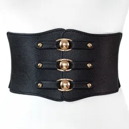 Other Fashion Accessories Fashion Women Wide Belt Metal Buckle Elastic Waistband Leather Rivet Ultra Wide Belt 230615