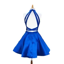 Шикарные королевские голубые высокие воротнички короткие выпускные платья из бисера.