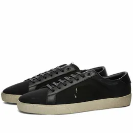 Elegante Moda Low-top Court Classic SL / 06 Tênis Sapatos Bordados Branco Preto Couro Plataforma de Lona Treinadores Casal Casal Skate Andando EU38-45