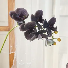 Dekoratif çiçekler siyah gri orkide şubesi oturma odası dekorasyon yapay gerçek dokunuş plastik ev dekor anne hediyeler