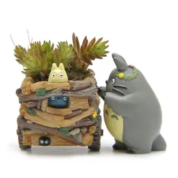 Decorative Objects Figurines Modern Cartoon Succulent Planter Pot Resin Creative Crafts Cute Totoro Flower Pot Home Decorations Beldam Jiji Couple Cat Vase 230614