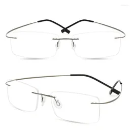 Solglasögonramar Fashion Titanium Alloy Rimless Myopia Glasögon Kvinnor Män närsiktade recept -0,50 till -6,00