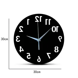 Desk Table Clocks arrive 3D acrylic mirror wall clocks quartz Needle watch modern horloge digital number clock home decor stickers Single Face 230614