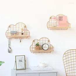 Hooks Iron Art Grid Cloud Shelving Creative Multifunctional Cute Traceless Firm Home Bedroom Wall Decoration Shelf Storage Rack CW792