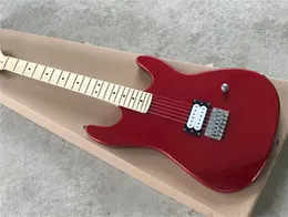 Anpassad butik Enkel humbucker pickup Metallisk röd elektrisk gitarr Maple Fingerboard Dot Frets Inlay Chrome Hårdvara