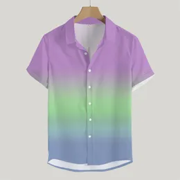 Herren Freizeithemden Farbverlaufsdruck Hawaiihemd Kurzarm Revers Harajuku Übergroße Kleidung Mode Tops Sommer 230614