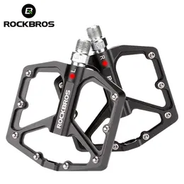 Bike Pedals ROCKBROS MTB Cycling Ultralight Pedal Bike Bicycle Sealed DU Bearing Pedals Aluminum Alloy CRMO Non-slip Cleat Bike Part Pedals 230614