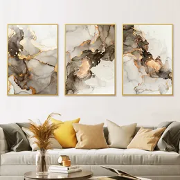 Decorative Objects Figurines Modern Gold Beige Black Marble Abstract Posters Wall Art Canvas Painting Prints Living Room Bedroom Interior Home Decor 230616