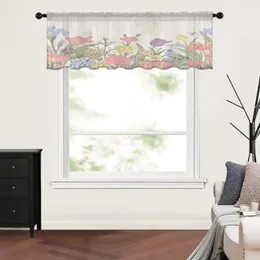 Gardinfjäderblommor vallmo tulpaner korta rena gardiner för vardagsrum sovrum kök tyll fönsterbehandlingar
