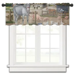 Curtain Country Retro Pig Duck Cow Horse Kitchen Small Tulle Sheer Short Bedroom Living Room Home Decor Voile Drapes