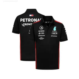 Erkek Polos Mercedes-Aaggmm Petronas F1 Takım 2023 Polo Gömlek Tshirts Lewis Hamilton Valtteri Bottas Formula 1 Araba Fan Giysileri