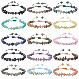 Pulseira trançada de miçangas, pedras trituradas naturais irregulares coloridas para mulheres meninas, nova pulseira de pedra de cura reiki feita à mão