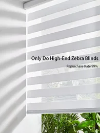 Blinds Motorized Window Half Blackout Zebra Light Filtering Roller Day and Night Curtains for Windows 230614